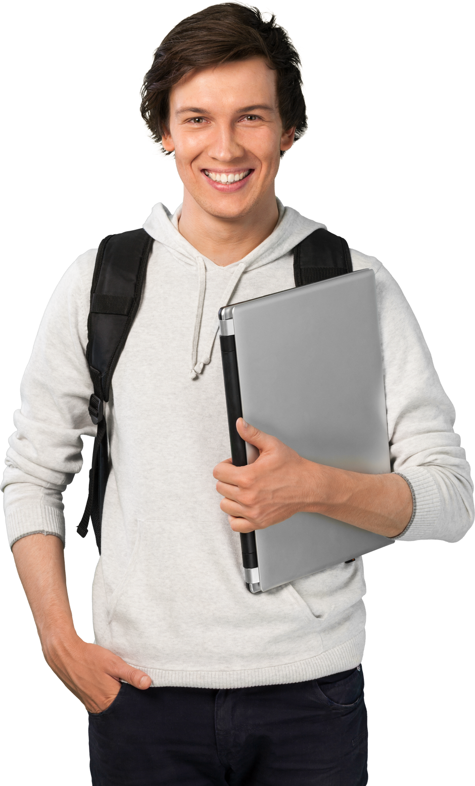 Happy Smiling College Student with Laptop